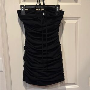 Zara black ruched strapless dress, size XS